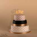 bruidstaart zwart wit en goud